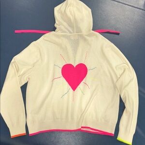 WISPR NWTs sz L cotton and silk blend full zip White and Pink Hoodie embroidered